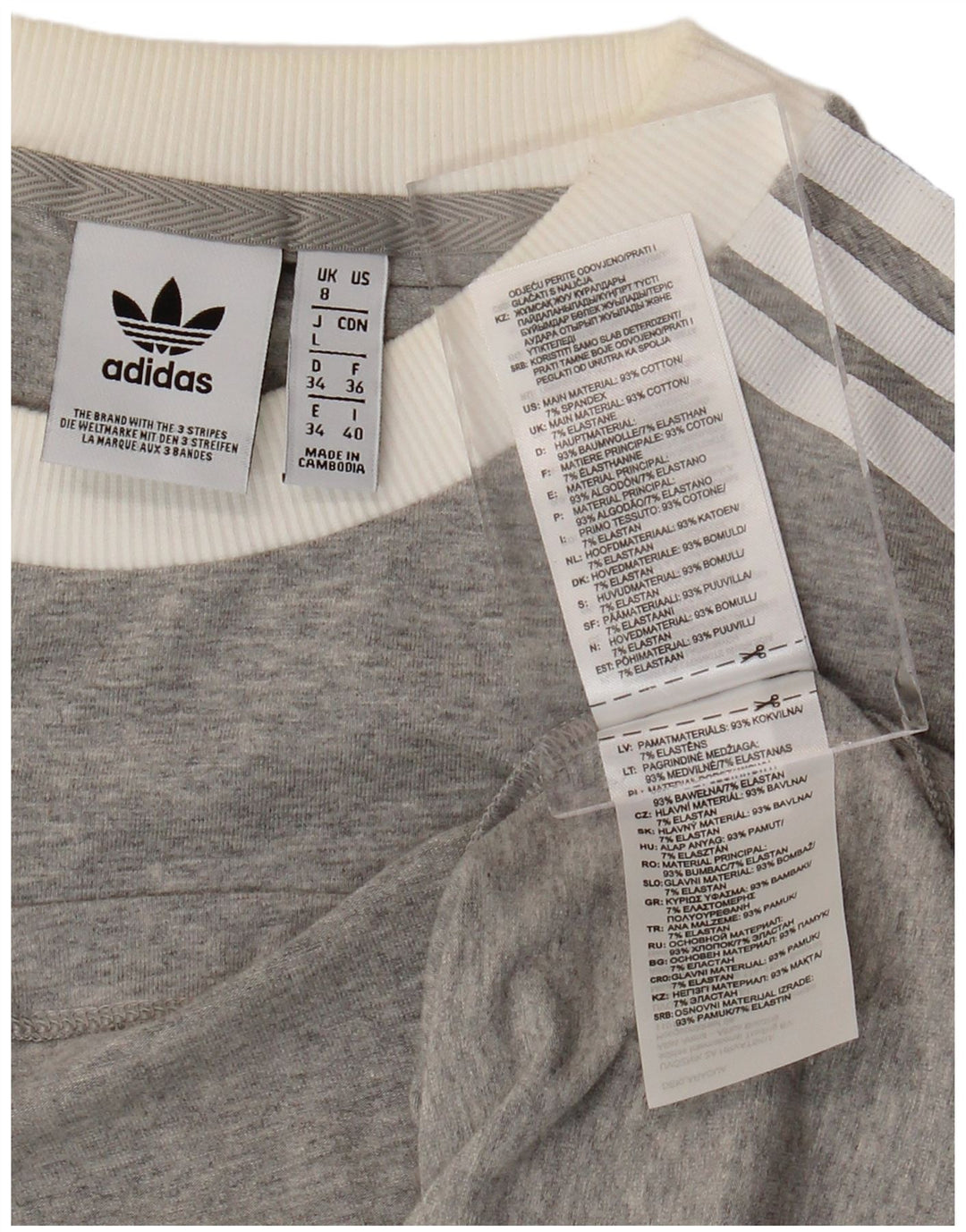 ADIDAS Camiseta de manga larga para mujer UK 8 Pequeño algodón moteado gris
