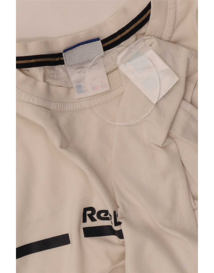 Reebok Camiseta gráfica para hombre Top grande de algodón blanco