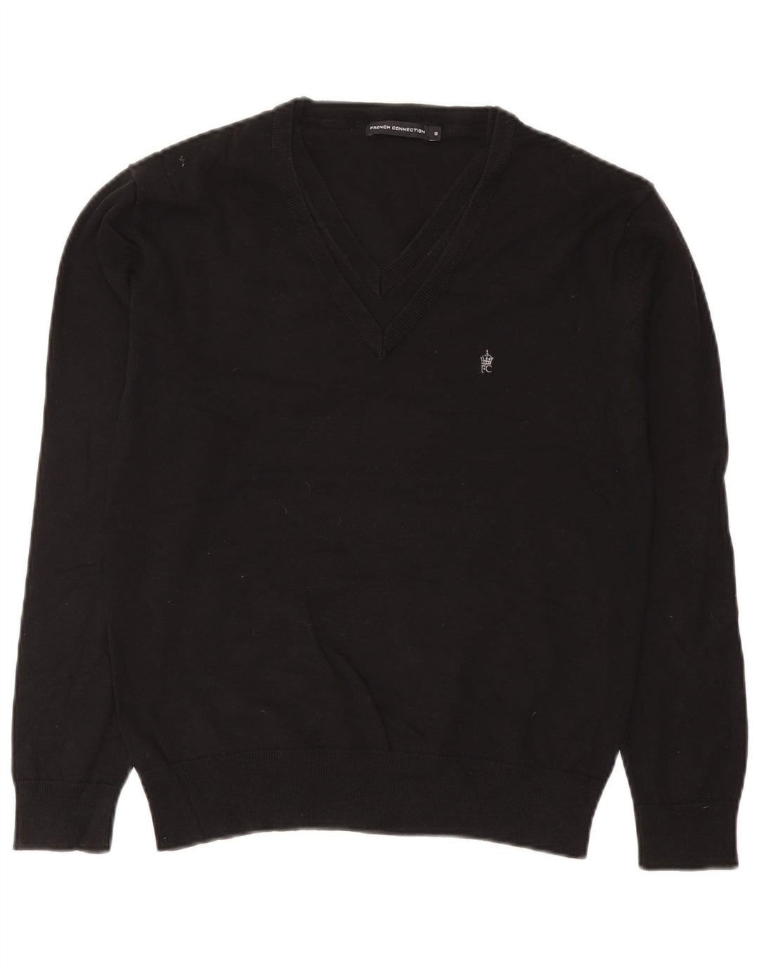 French Connection Jersey con Cuello en V para Hombre Pequeño Algodón Negro