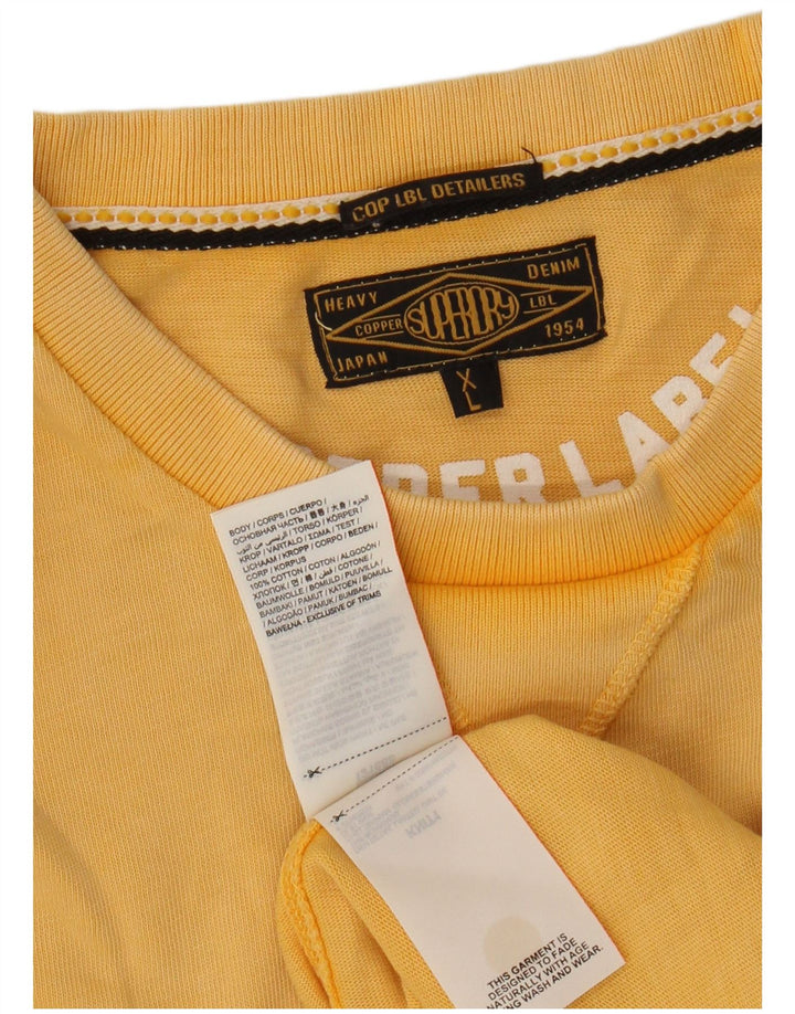 SUPERDRY Hombre Camiseta Gráfica Top XL Algodón Amarillo