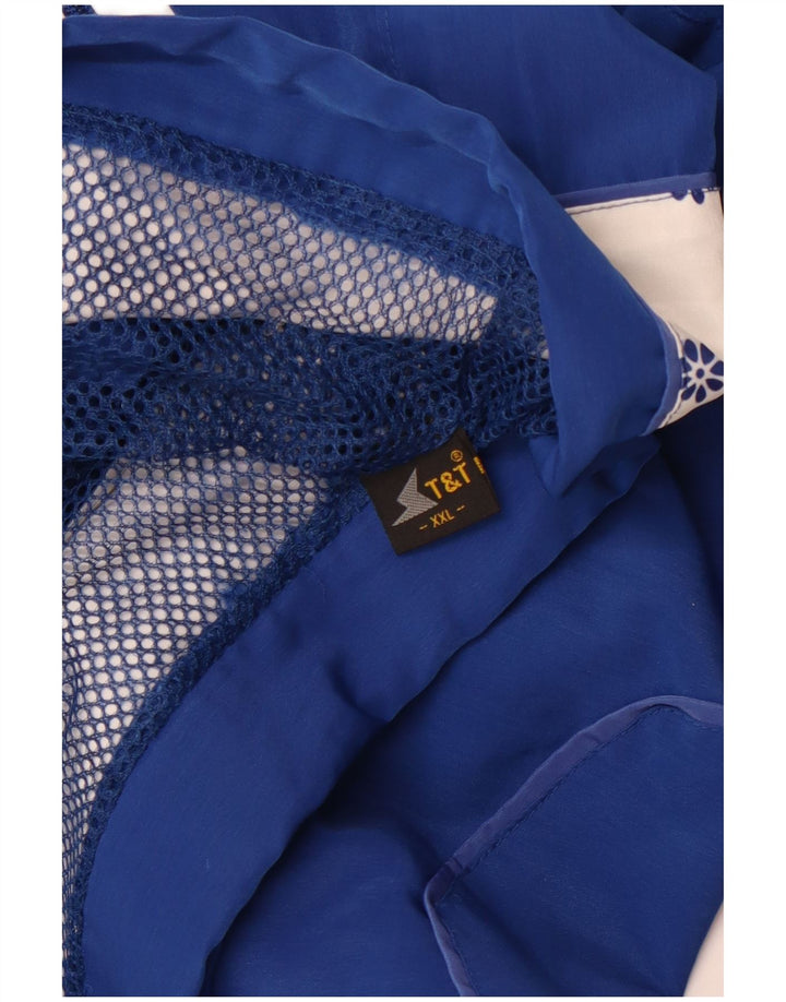 VINTAGE Chaqueta superior de chándal para mujer 2XL Azul Colorblock Retro