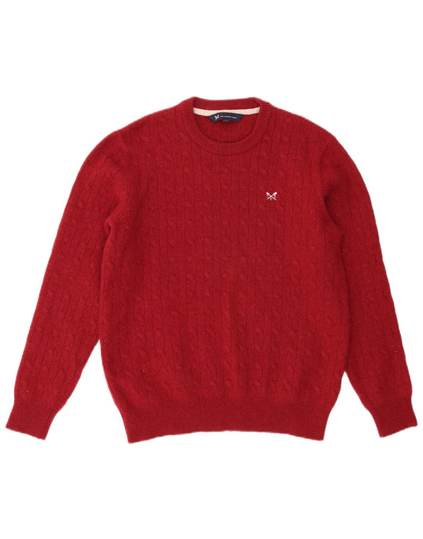 Crew Clothing - Jersey con cuello para hombre, lana de cordero roja mediana
