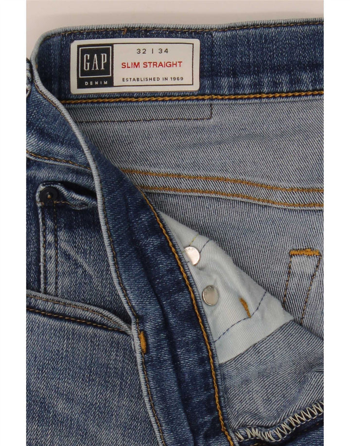 Gap Vaqueros rectos ajustados desgastados para hombre W32 L34 Algodón azul
