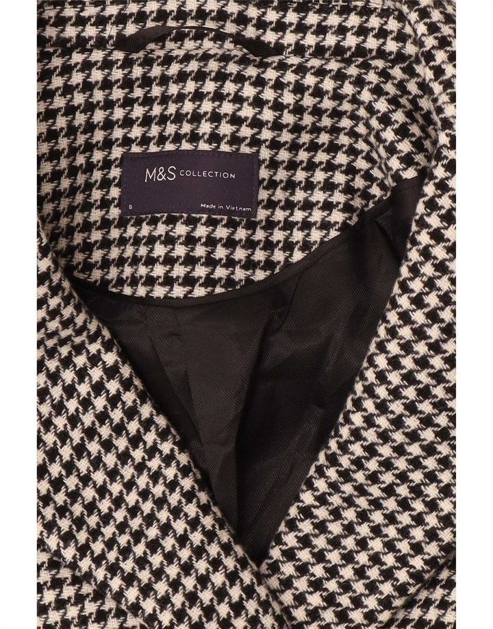 Marks & Spencer Abrigo cruzado para mujer UK 8 Small Black Houndstooth