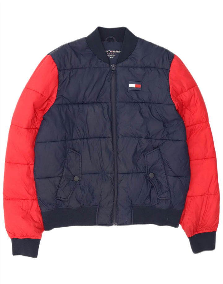 Tommy Hilfiger Chaqueta acolchada para hombre UK 36 Small Azul marino Colorblock