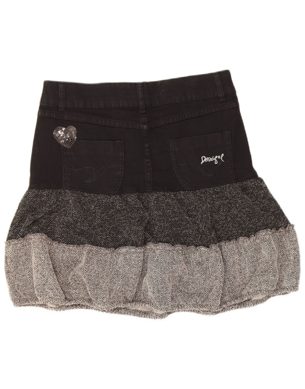 Falda escalonada Desigual para mujer EU 36 Small W28 Algodón color block negro