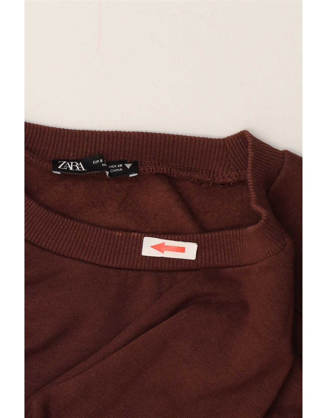 Zara Mujer Crop Sudadera Jumper UK 10 Small Marrón
