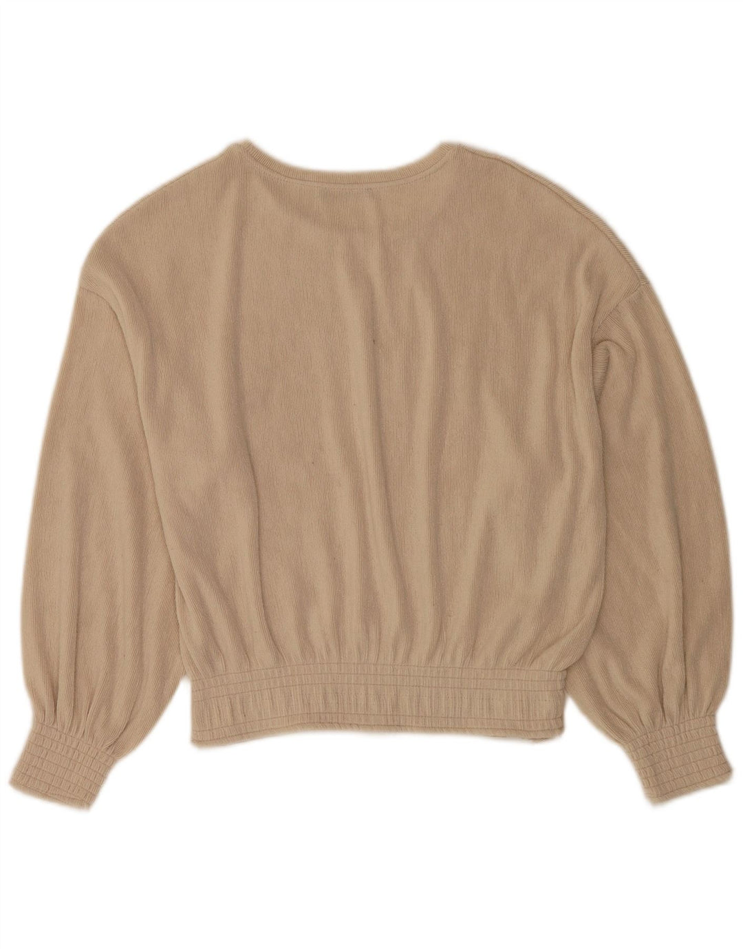 Zara Blusa extragrande de manga larga para mujer Top UK 10 Small Beige Poliéster