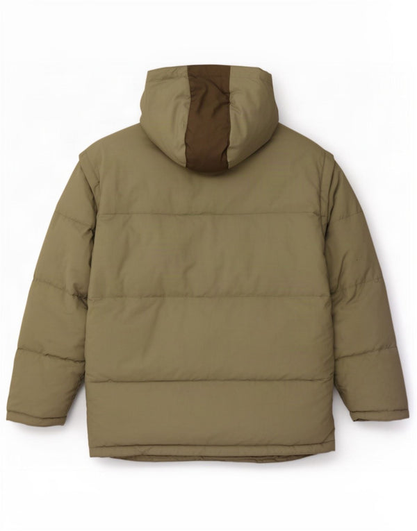 Fila Chaqueta acolchada con capucha para hombre UK 44 2XL Caqui Colorblock Poliamida