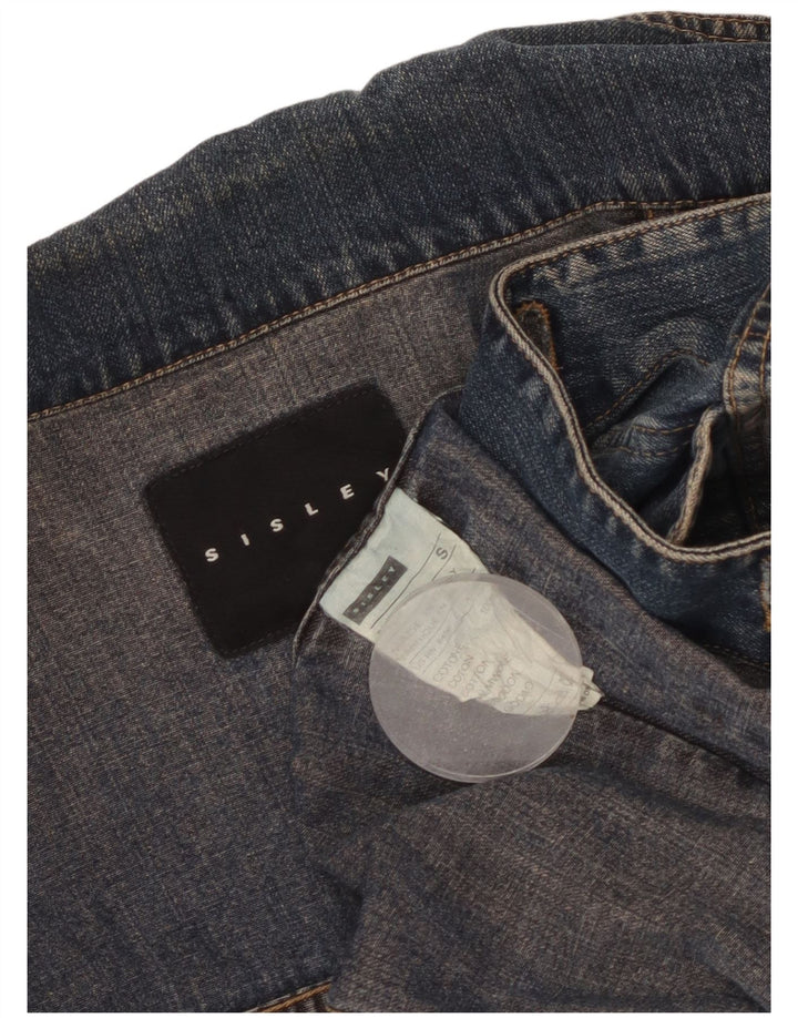 SISLEY Chaqueta vaquera para mujer UK 10 Small Blue Cotton