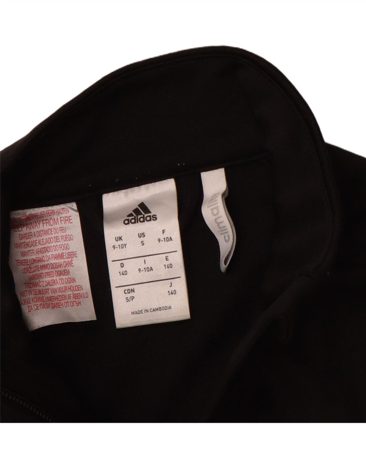 ADIDAS Boys Climalite Tracksuit Top Jacket 9-10 Years Black Polyester Vintage Adidas and Second-Hand Adidas from Messina Hembry 