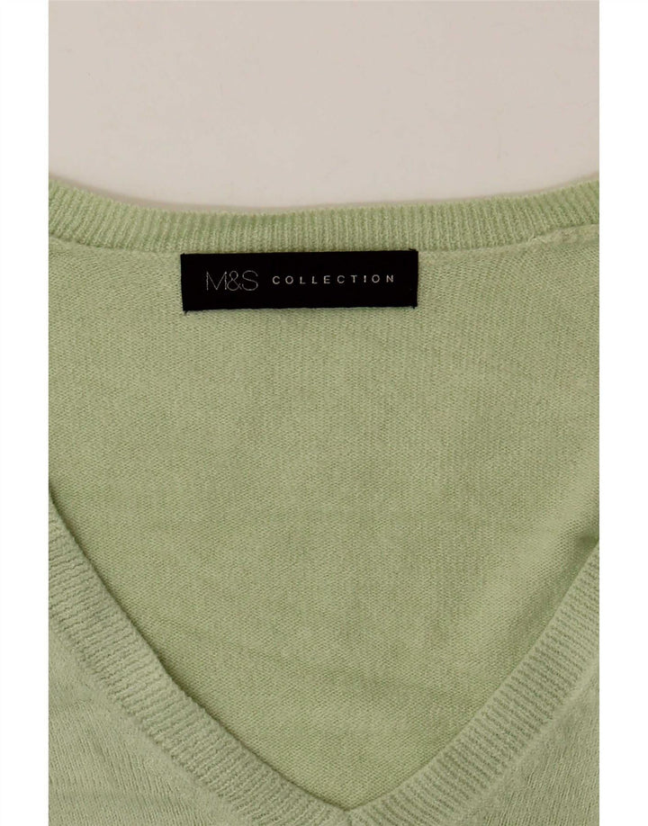 Marks & Spencer Suéter con Cuello en V para Mujer UK 46 Grande Verde