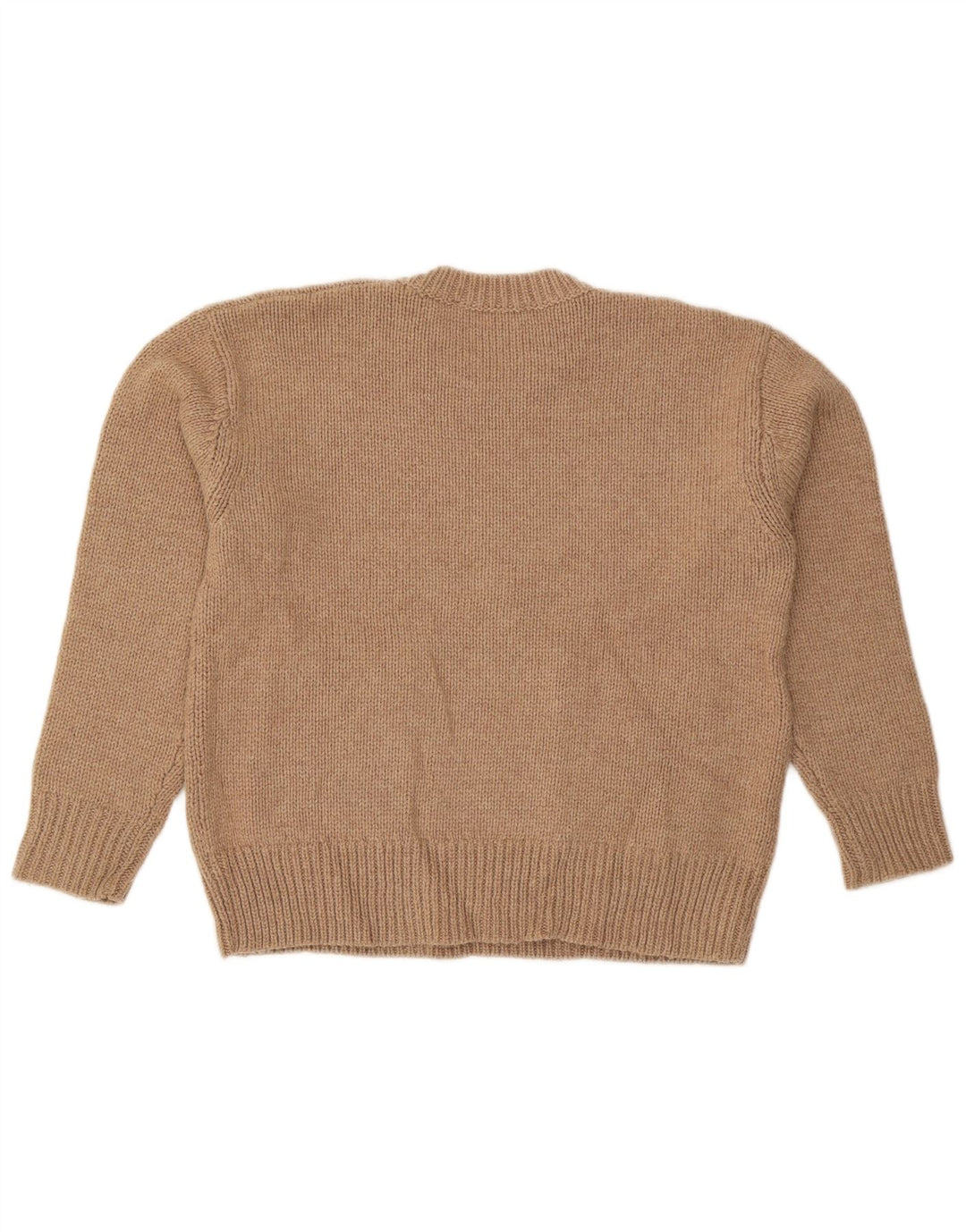 Zara Mujer Suéter De Cuello Redondo De Gran Tamaño UK 10 Small Beige Poliéster