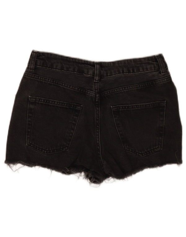 Topshop Shorts De Mezclilla Desgastados W26 Pequeño Algodón Negro Mujer