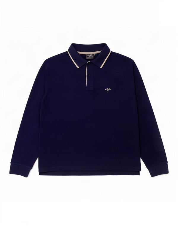 Lotto Polo Manga Larga Hombre XL Algodón Azul Marino