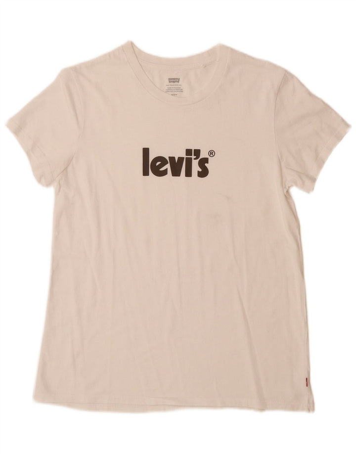 LEVI'S Camiseta gráfica para mujer Top UK 12 Medium White
