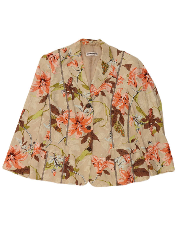 GERRY WEBER Chaqueta blazer de manga 3/4 para mujer UK 20 2XL Beige Floral