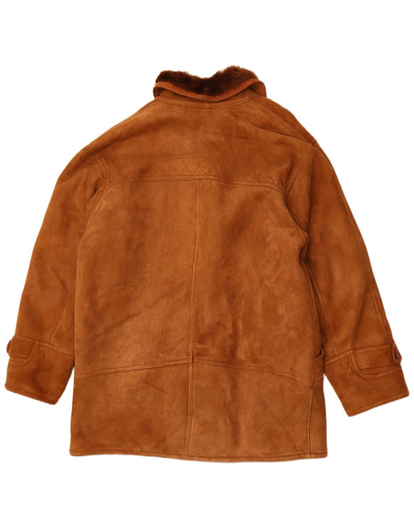 Vintage hombres shearling chaqueta Reino Unido 40 marrón grande