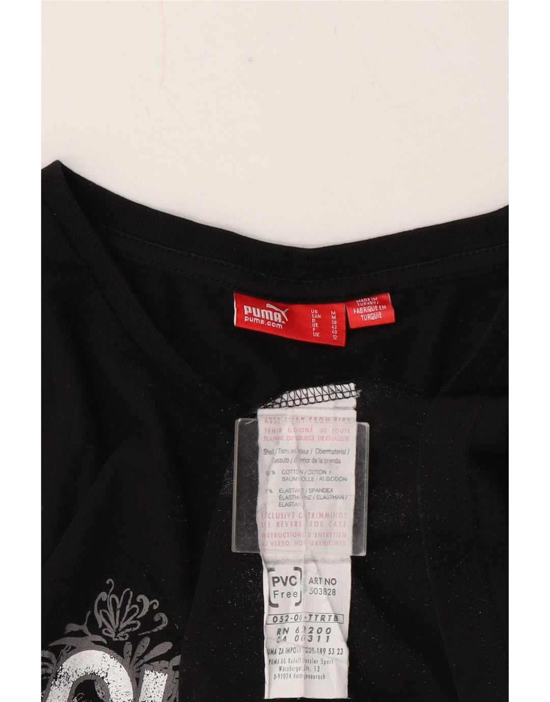 Puma Mujer Regular Graphic Camiseta Top UK 12 Mediano Negro Algodón