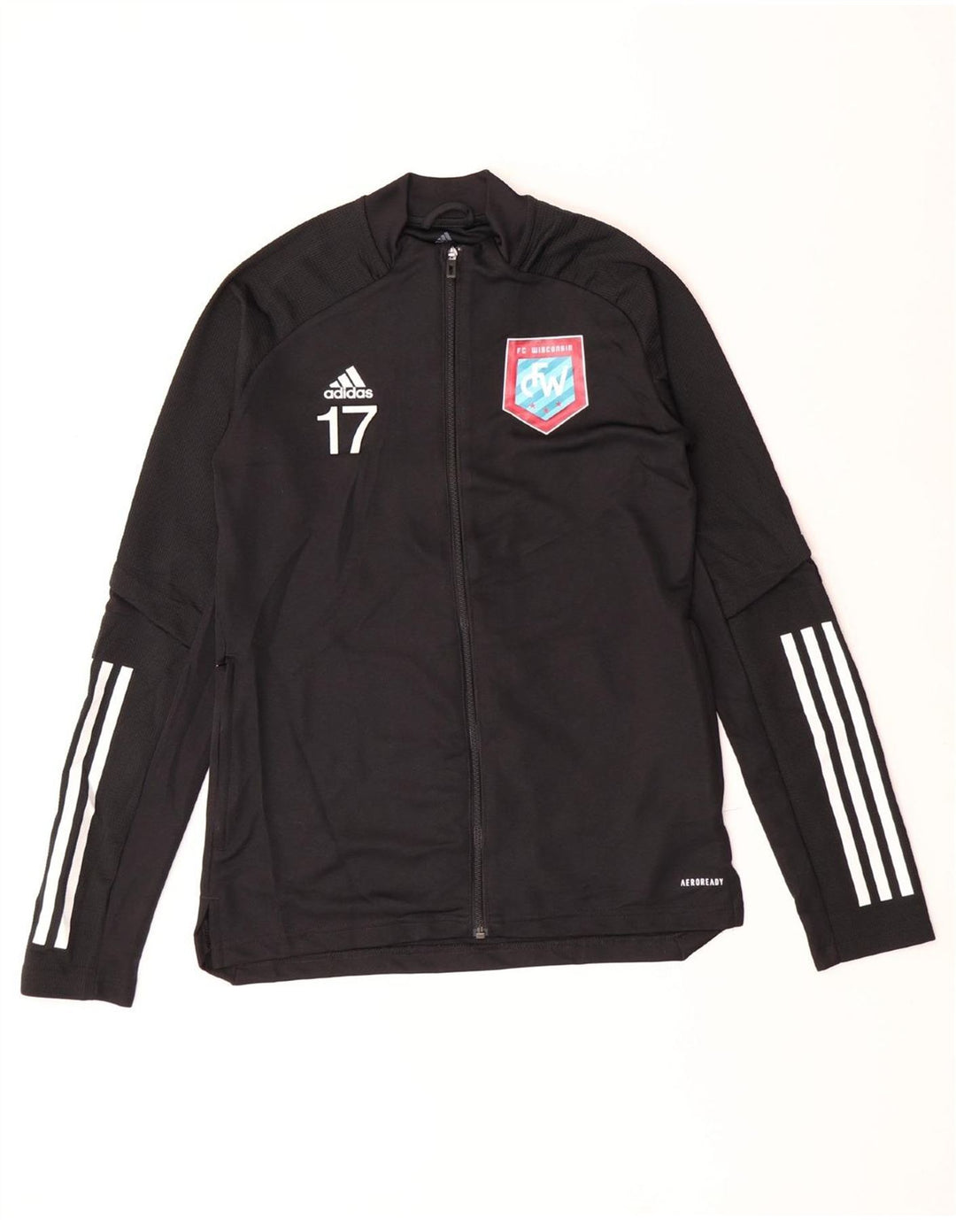 ADIDAS Wisconsin Graphic Chándal Top Chaqueta para Mujer UK 8/10 Small Negro