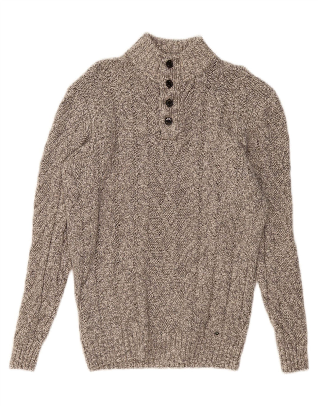 WESTBURY Jersey con cuello y botones para hombre de lana gris medio