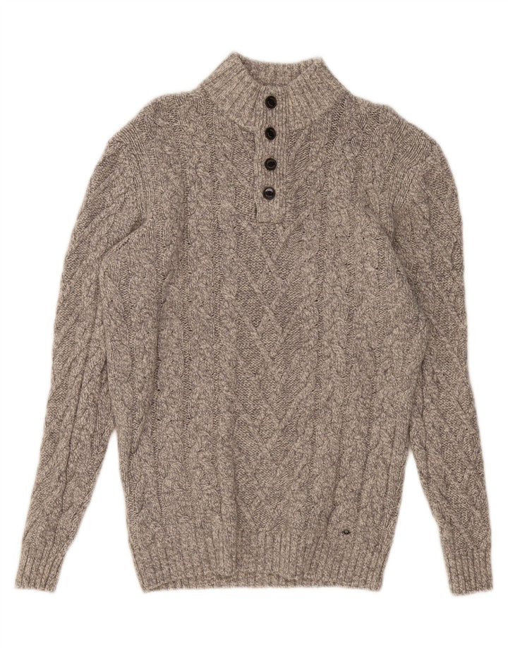 WESTBURY Jersey con cuello y botones para hombre de lana gris medio