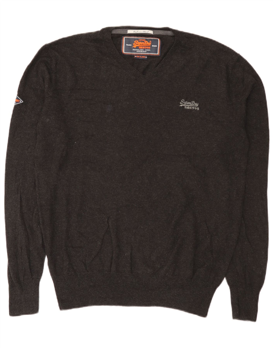 Superdry Jersey con cuello en V para hombre XL Gris Algodón