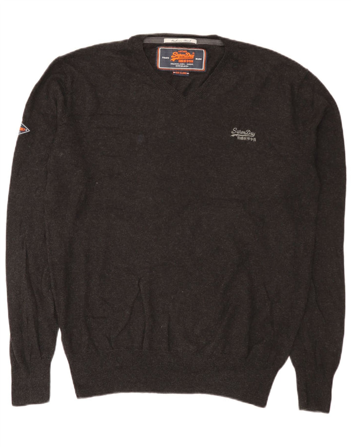 Superdry Jersey con cuello en V para hombre XL Gris Algodón