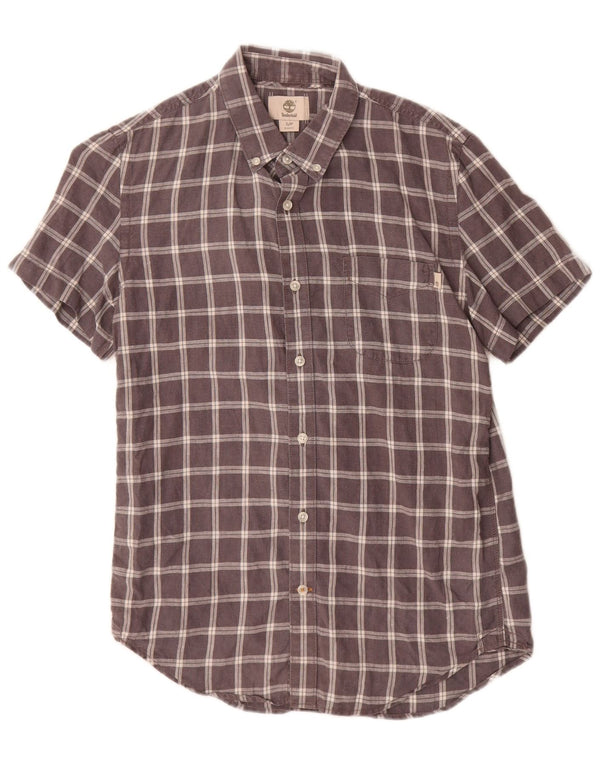 Timberland Camisa Slim Fit De Manga Corta Para Hombre De Lino A Cuadros Gris Pequeño