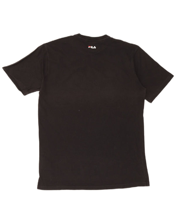 Fila - Camiseta gráfica para hombre, talla pequeña, algodón negro