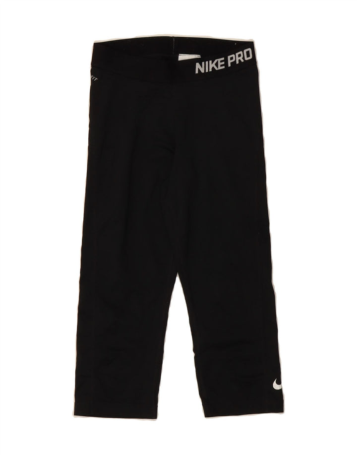 NIKE Womens Graphic Leggings UK 10 Small  Black Polyester Vintage Nike and Second-Hand Nike from Messina Hembry 