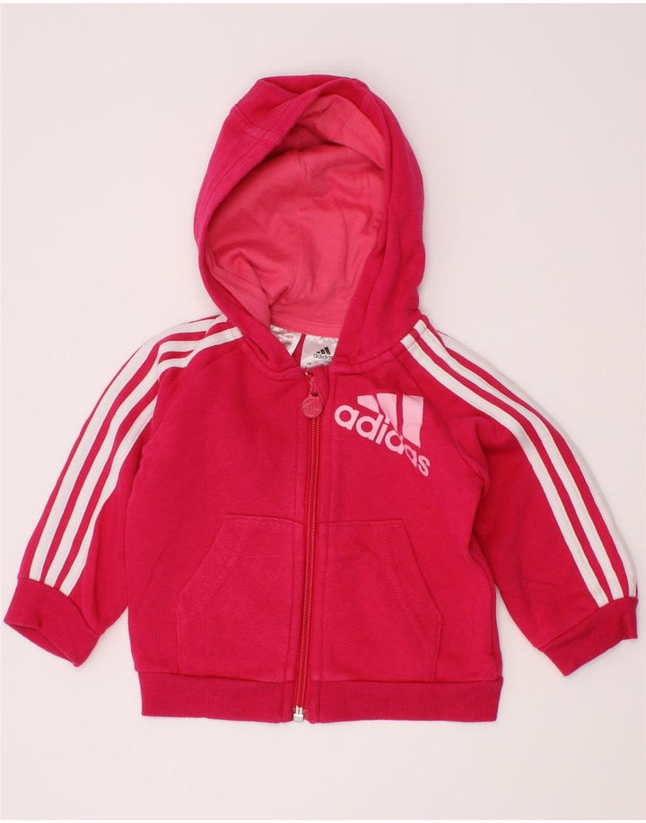 ADIDAS Suéter con capucha y cremallera gráfica para bebés niñas 3-6 meses Algodón rosa