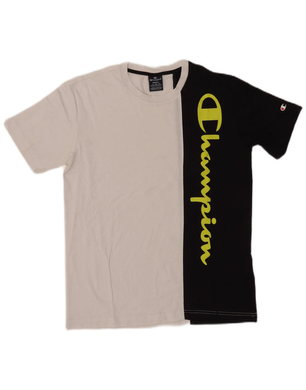 Champion Camiseta gráfica para hombre Top pequeño de algodón con bloques de color negro