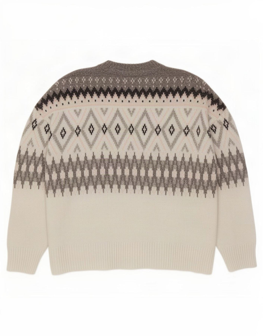 Marks & Spencer Suéter de cuello redondo para hombre XL Gris Fair Isle Poliéster