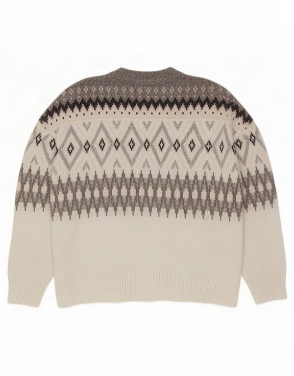 Marks & Spencer Suéter de cuello redondo para hombre XL Gris Fair Isle Poliéster