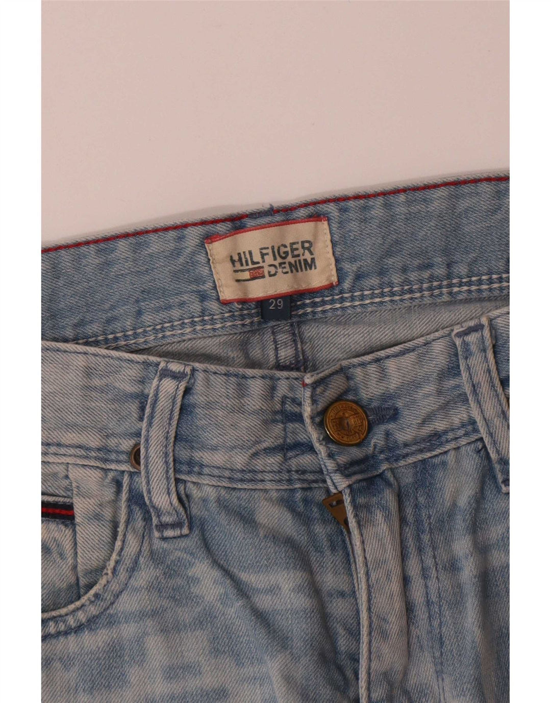 Tommy Hilfiger Shorts De Mezclilla Para Hombre W29 Algodón Geométrico Azul Medio