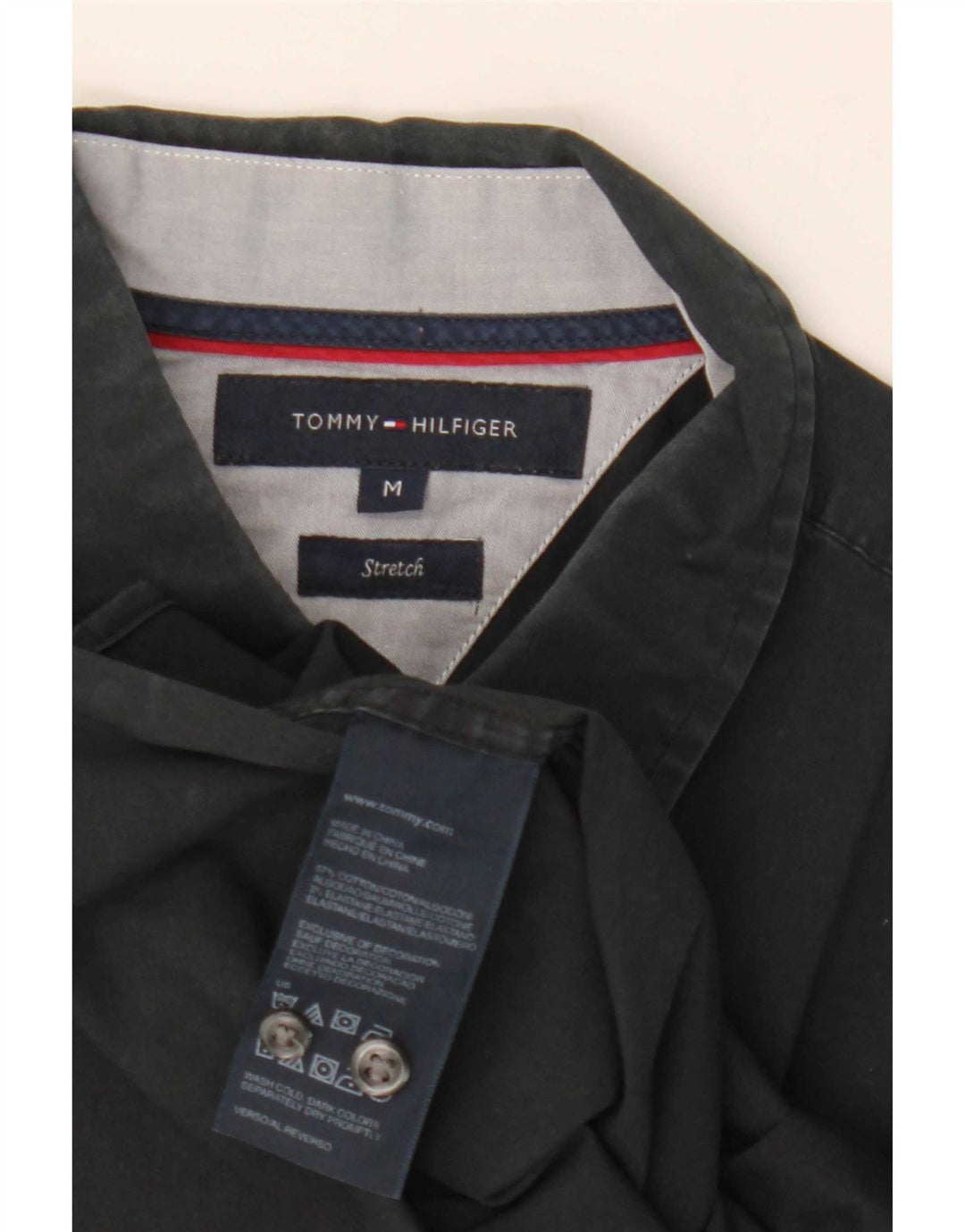 Camisa Tommy Hilfiger Hombre Mediana Algodón Negro