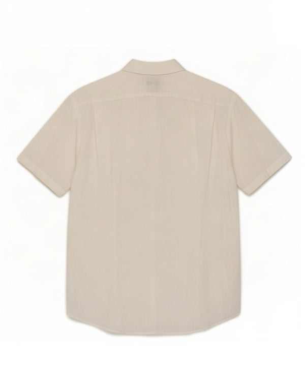 Camisa Reiss de manga corta y corte ajustado para hombre, talla grande, lino blanco