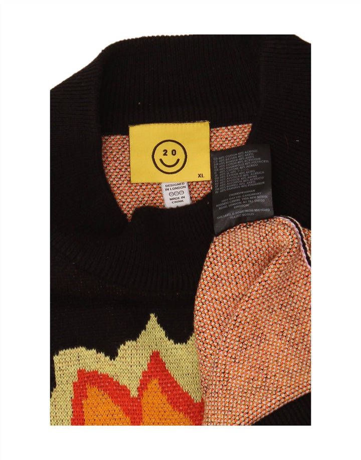 LAZY OAF Suéter tipo jersey con cuello de tortuga extragrande y calavera para hombre XL Algodón negro