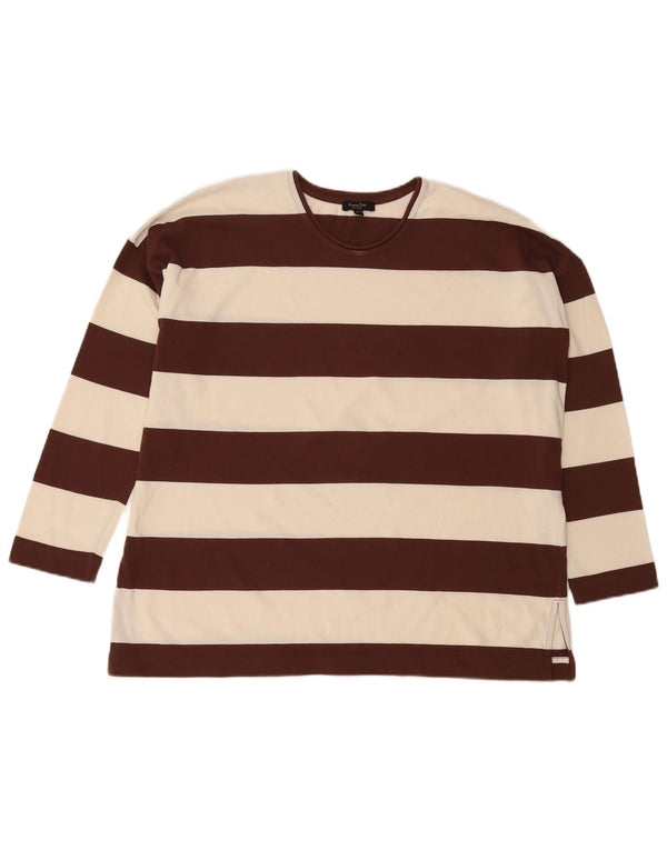 Massimo Dutti Hombre Top Manga Larga Small Algodón Rayas Marrón