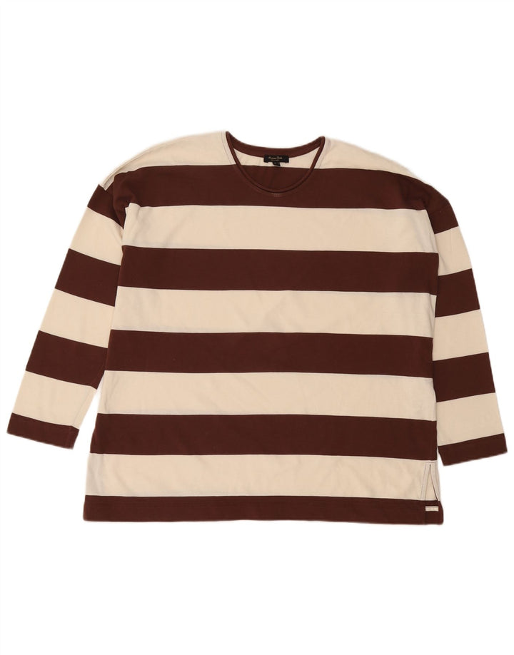 Massimo Dutti Hombre Top Manga Larga Small Algodón Rayas Marrón