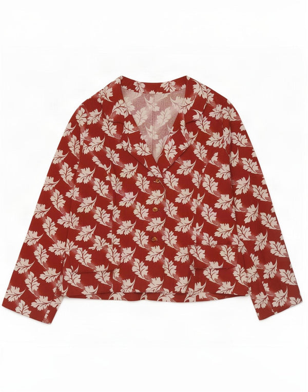 Vintage mujer Cardigan Top Reino Unido 12 Medio Rojo Floral