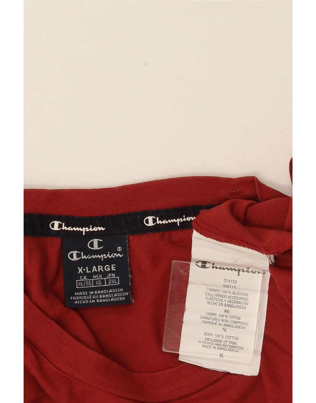CHAMPION Camiseta Hombre Top XL Algodón Rojo