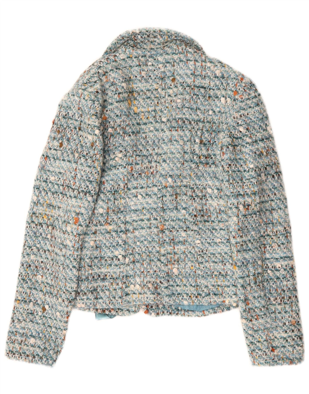 Luisa Spagnoli Chaqueta tipo blazer con lazo frontal para mujer IT 40 Small Blue Moteado