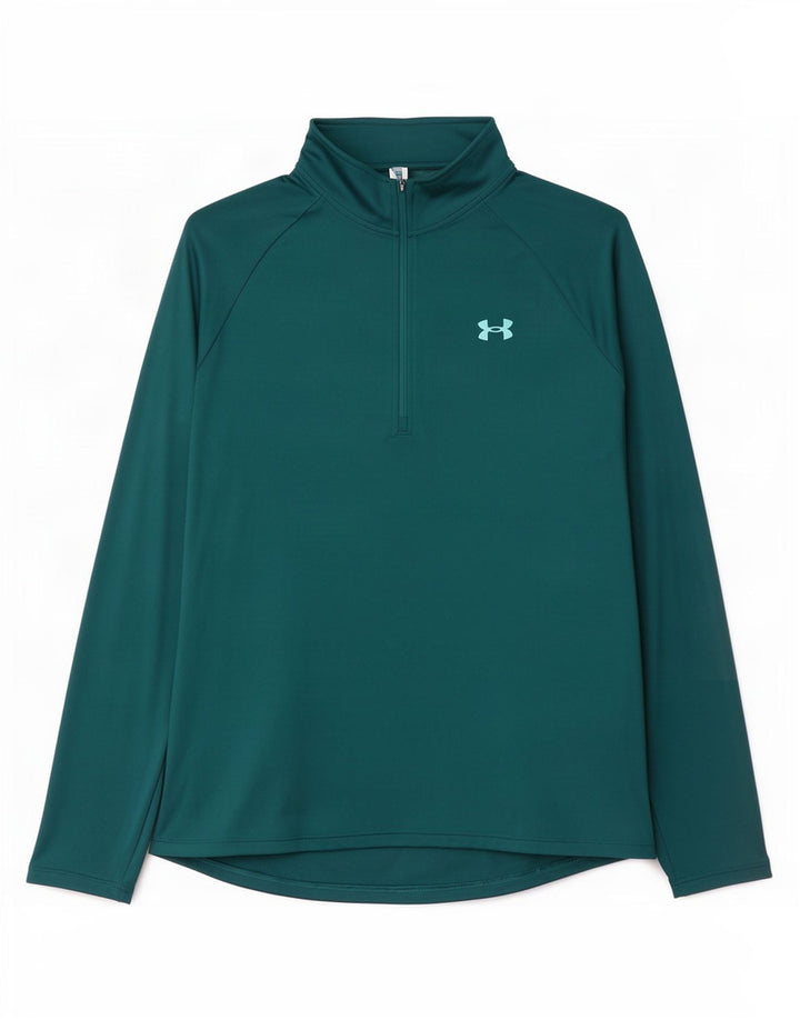 Under Armour Hombre Zip Neck Top Manga Larga Grande Verde