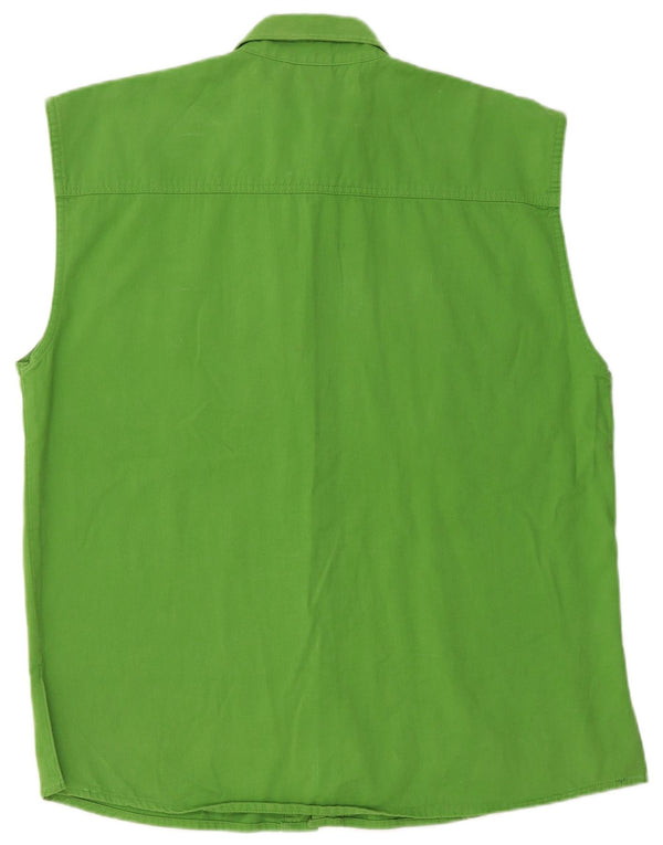 Vintage mujer sin mangas camisa de gran tamaño EU 40 Algodón verde medio