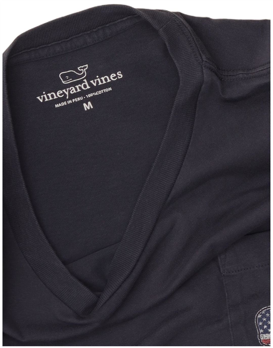 Vineyard Vines Mens USA Graphic Camiseta Top Medio Azul Marino Algodón