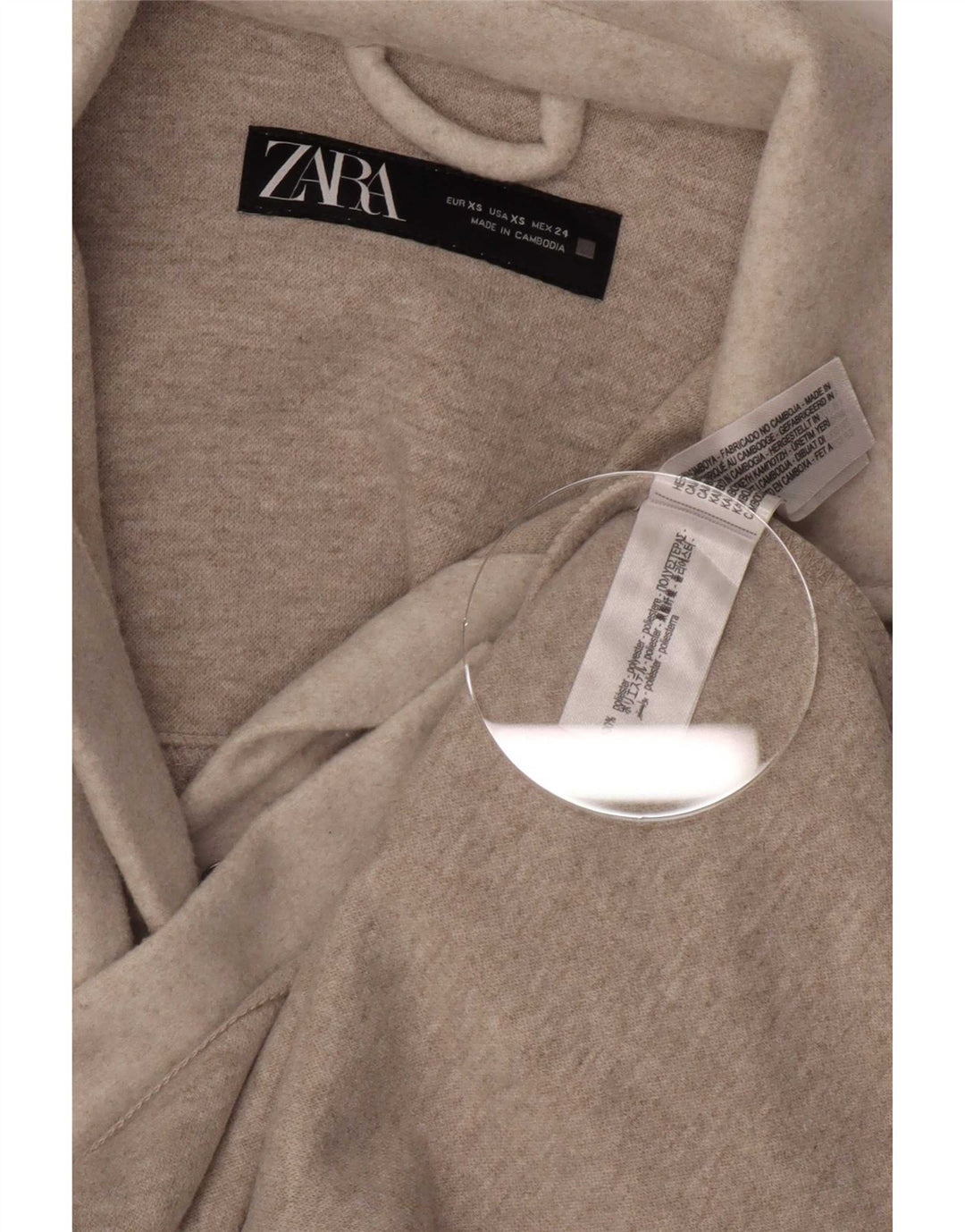 Zara Mujer Camisa Sobrecamisa Franela UK 8 XS Beige Poliéster