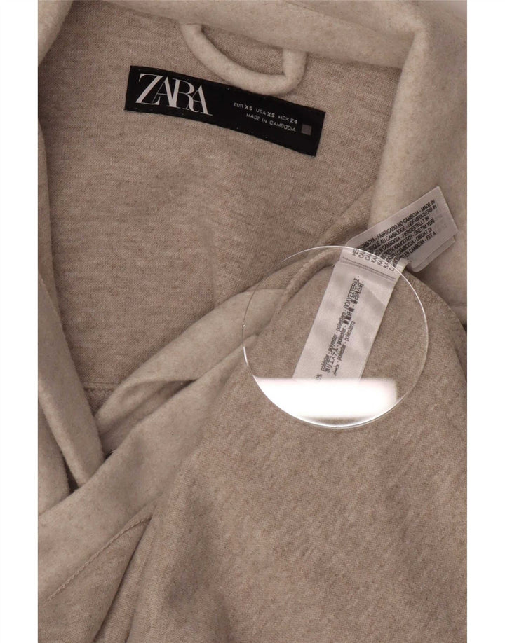 Zara Mujer Camisa Sobrecamisa Franela UK 8 XS Beige Poliéster