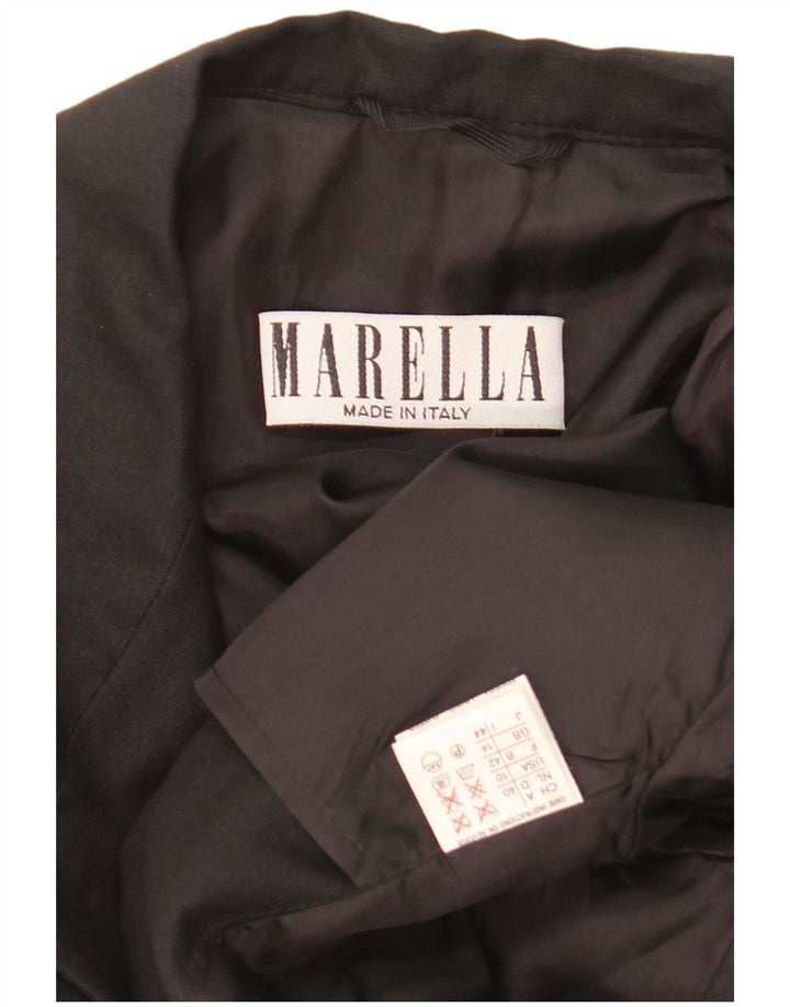 MARELLA Chaqueta Blazer de Manga Corta con 2 Botones para Mujer UK 44 Mediano Negro